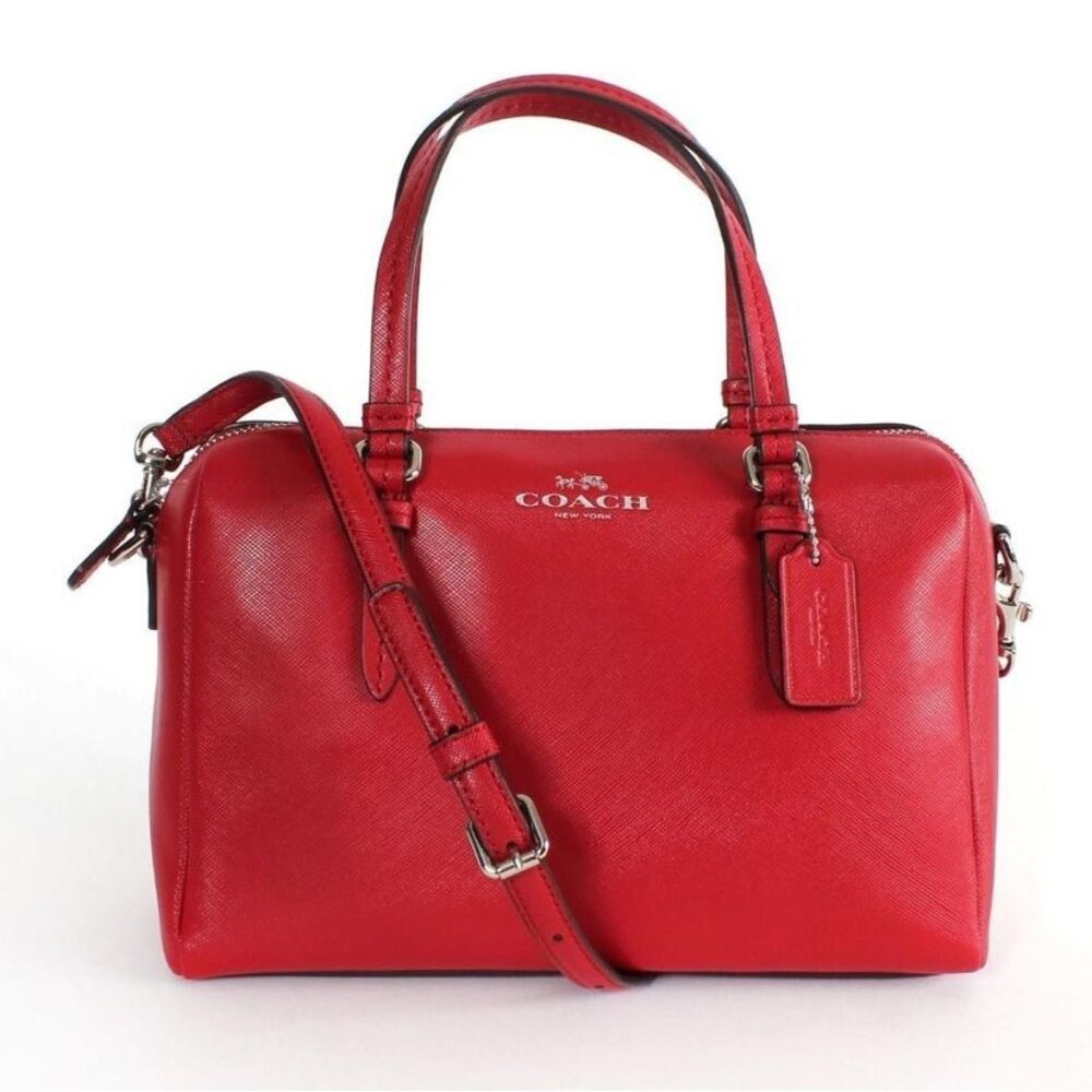 Coach Mini Bennett Red Leather Crossbody Handbag Purse